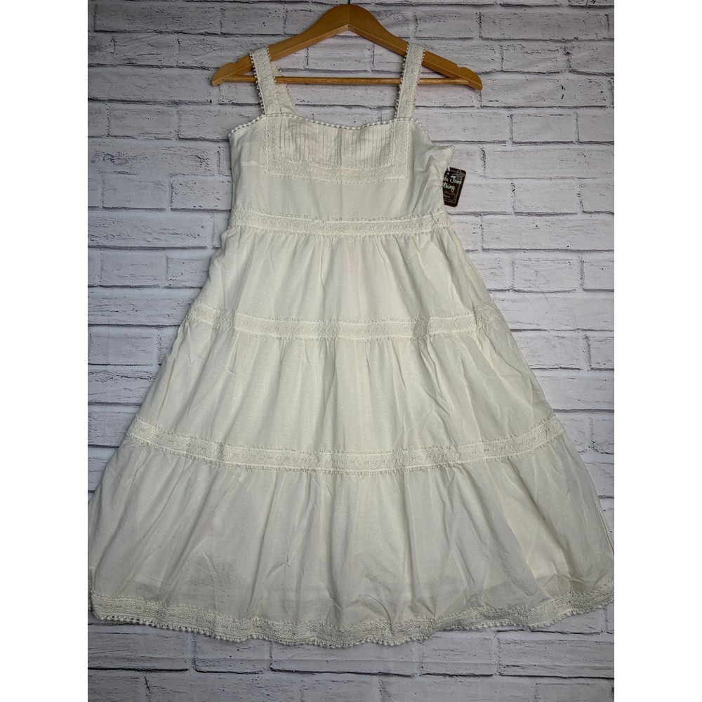 Matilda Jane Cream Swiss Dot Lace Tiered Midi Dress Womens 6 NWT Cottagecore